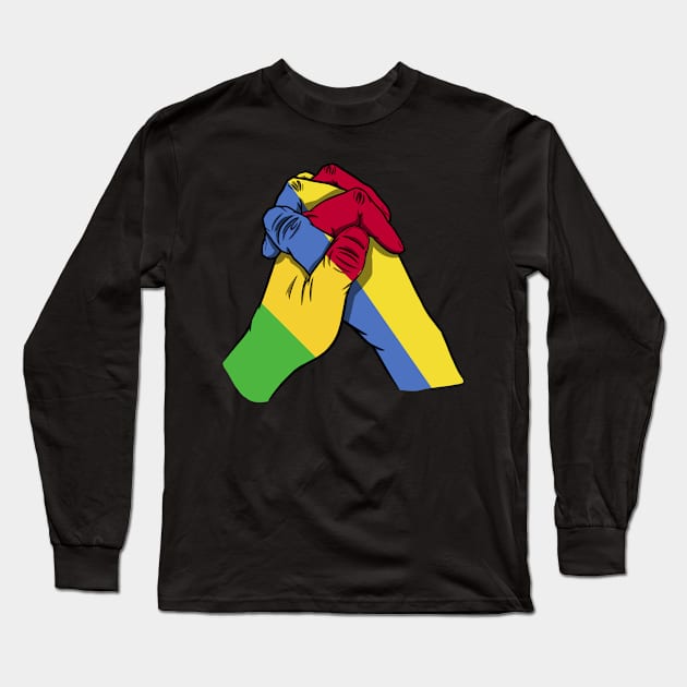 Mali and Ukraine Flags Holding Hands Ukraine Mali Roots Long Sleeve T-Shirt by BramCrye